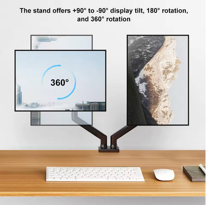 Dual Monitor Stand – Fully Adjustable Desk Mount with C-Clamp for 13" to 32" Screens