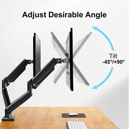 Dual Monitor Stand – Fully Adjustable Desk Mount with C-Clamp for 13" to 32" Screens