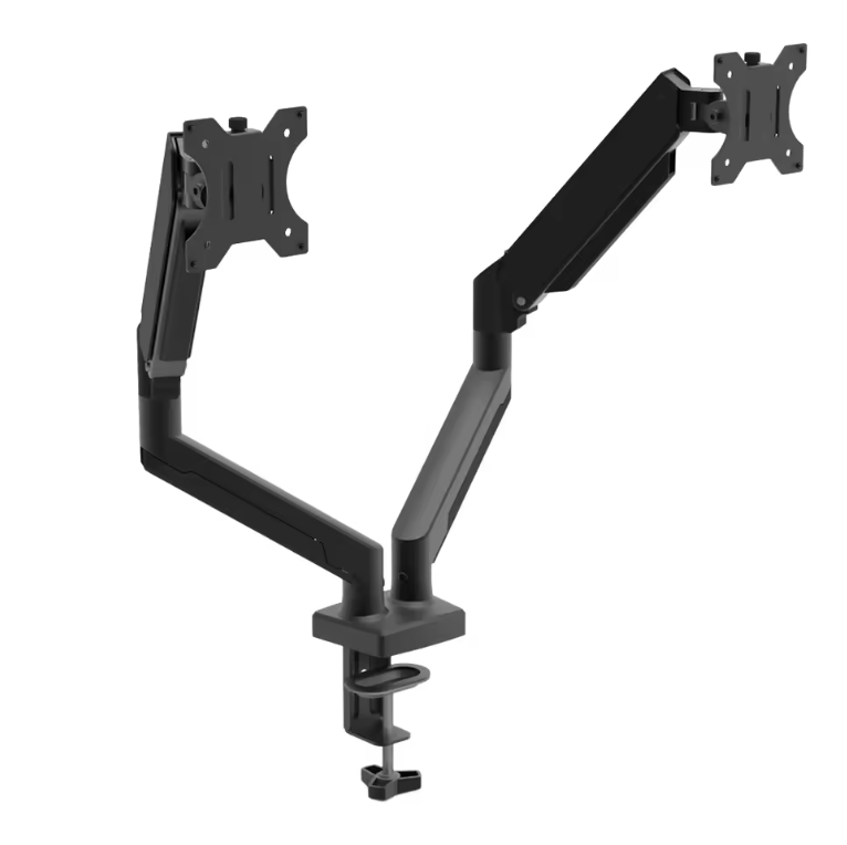 Dual Monitor Stand – Fully Adjustable Desk Mount with C-Clamp for 13" to 32" Screens