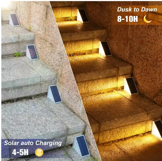 LED Solar Step Lamp – IP67 Waterproof Outdoor Lighting for Stairs, Garden, Deck, and Pathway